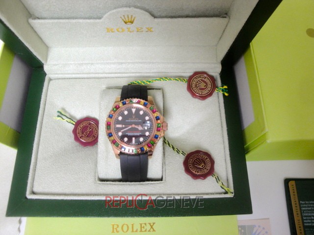 Rolex replica yacht master I rose gold SARU limited edition strip rubber orologio replica copia