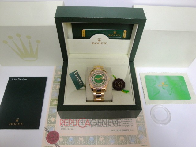 Rolex replica daydate ll SARU green dial diamond bezel orologio replica copia imitazione - immagine 3