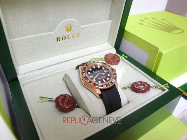 Rolex replica yacht master I rose gold SARU limited edition strip rubber orologio replica copia - immagine 3