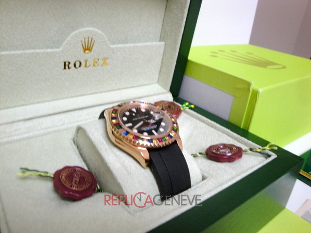 Rolex replica yacht master I rose gold SARU limited edition strip rubber orologio replica copia - immagine 4