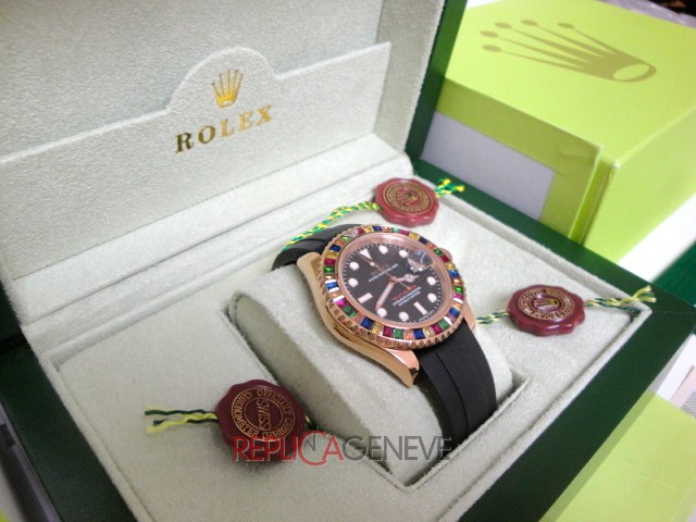 Rolex replica yacht master I rose gold SARU limited edition strip rubber orologio replica copia - immagine 5