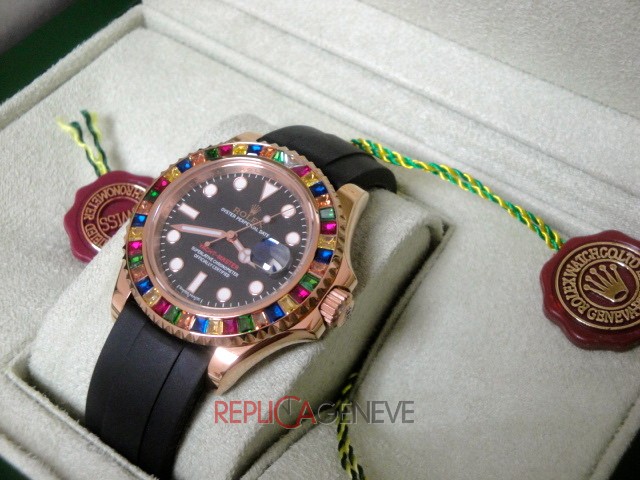 Rolex replica yacht master I rose gold SARU limited edition strip rubber orologio replica copia - immagine 6