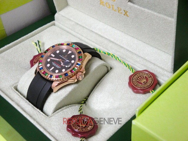 Rolex replica yacht master I rose gold SARU limited edition strip rubber orologio replica copia - immagine 7