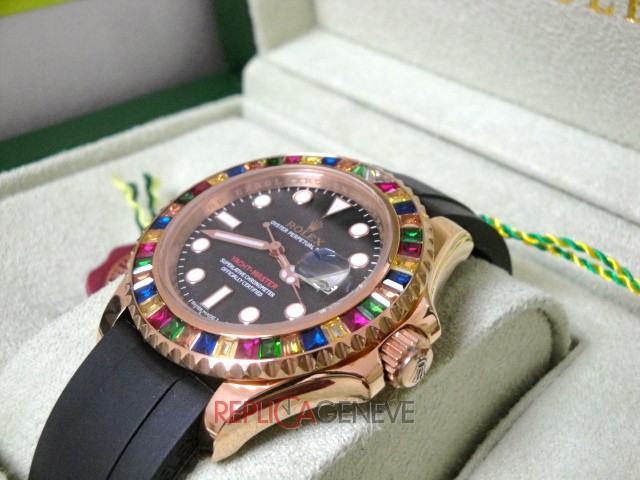 Rolex replica yacht master I rose gold SARU limited edition strip rubber orologio replica copia - immagine 8