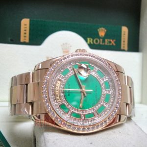 Rolex replica daydate ll SARU green dial diamond bezel orologio replica copia imitazione