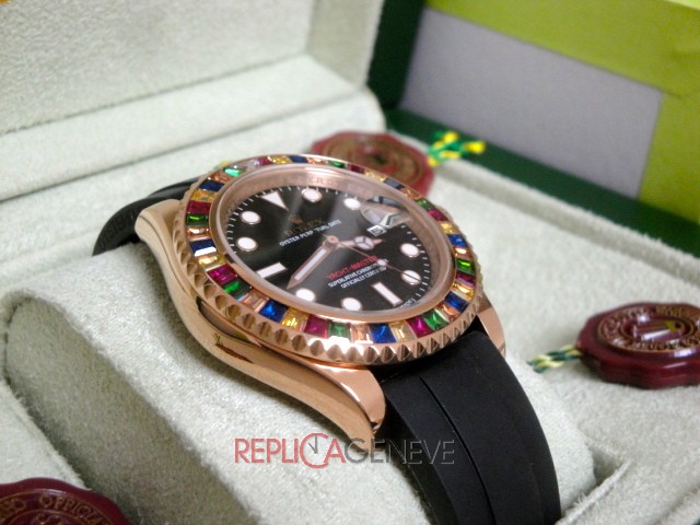 Rolex replica yacht master I rose gold SARU limited edition strip rubber orologio replica copia - immagine 9
