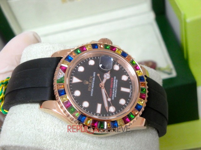 Rolex replica yacht master I rose gold SARU limited edition strip rubber orologio replica copia - immagine 10