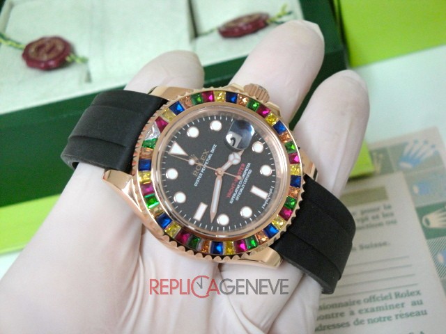 Rolex replica yacht master I rose gold SARU limited edition strip rubber orologio replica copia - immagine 11