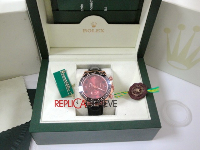 Rolex replica daytona chocolate ceramichon strip leather orologio replica copia