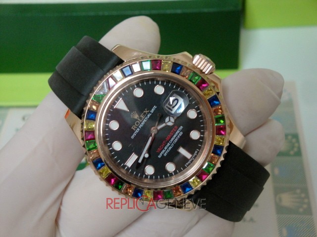Rolex replica yacht master I rose gold SARU limited edition strip rubber orologio replica copia - immagine 14
