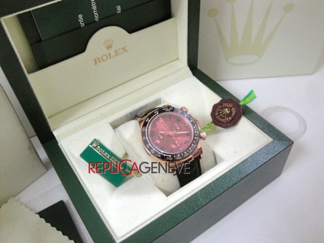 Rolex replica daytona chocolate ceramichon strip leather orologio replica copia - immagine 3