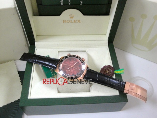 Rolex replica daytona chocolate ceramichon strip leather orologio replica copia - immagine 4