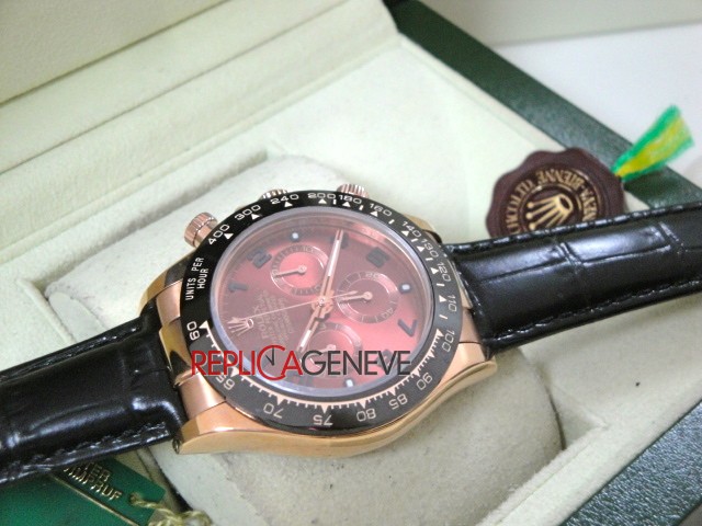 Rolex replica daytona chocolate ceramichon strip leather orologio replica copia - immagine 5