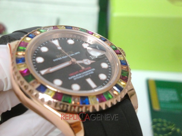 Rolex replica yacht master I rose gold SARU limited edition strip rubber orologio replica copia - immagine 22