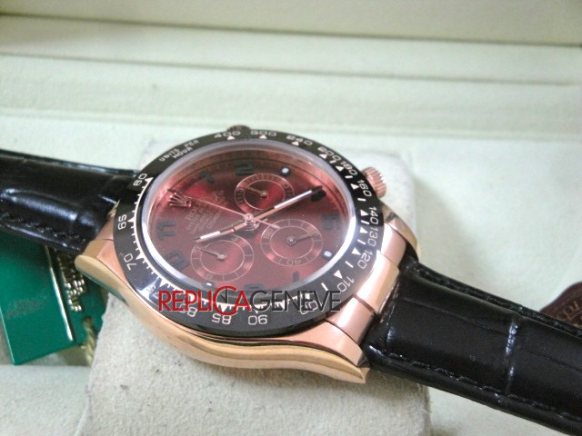 Rolex replica daytona chocolate ceramichon strip leather orologio replica copia - immagine 6