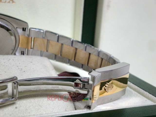 Rolex replica datejust acciaio oro black barrette oyster imitazione copia - immagine 12