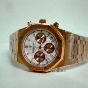 Audemars Piguet royal oak leo messi chrono rose gold white dial panda orologio replica imitazione