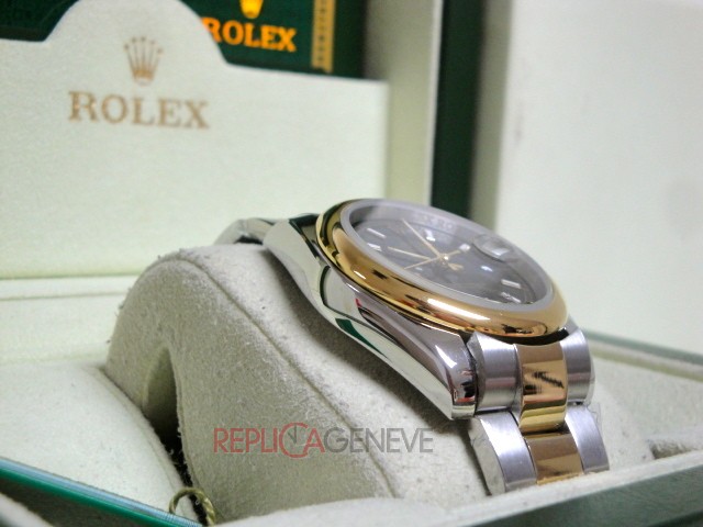 Rolex replica datejust acciaio oro black barrette oyster imitazione copia - immagine 7