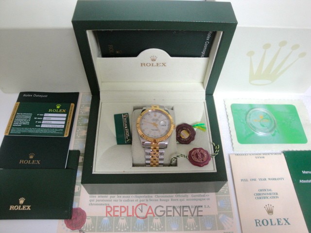 Rolex replica datejust acciaio oro giallo white dial barrette imitazione copia - immagine 3