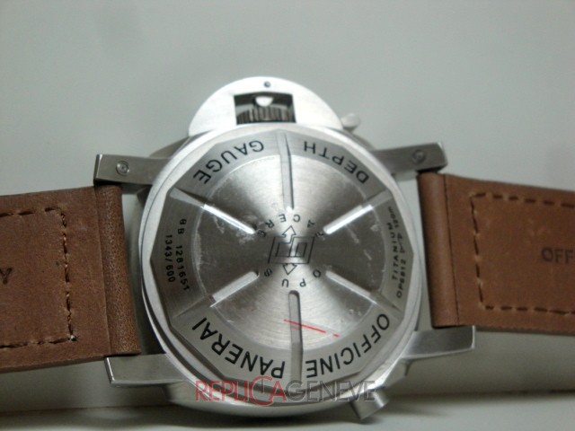 Officine Panerai replica luminor submersible acciaio depthe gauge leather - immagine 8