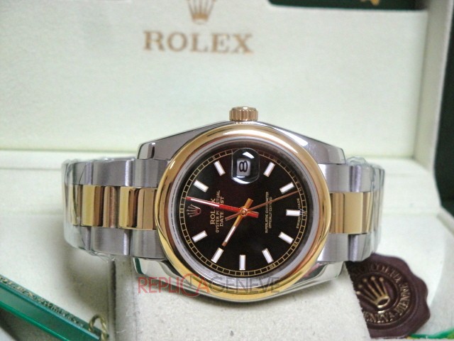 Rolex replica datejust acciaio oro black barrette oyster imitazione copia