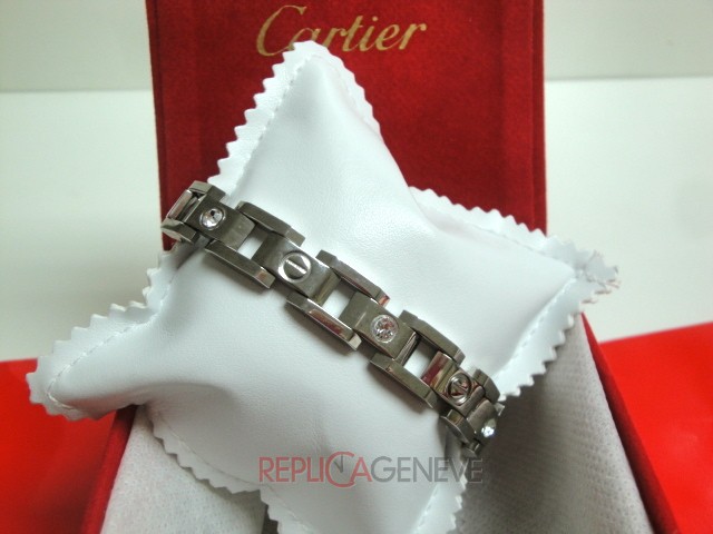 Cartier replica gioielli bracciale diamond oro bianco imitazione copia perfetta - immagine 3