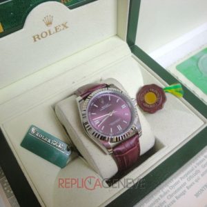 Rolex replica oyster perpetual acciaio red grape leather imitazione replica orologi