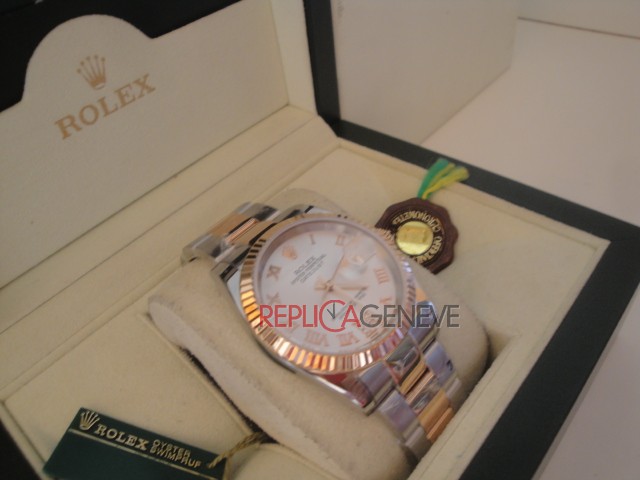 Rolex replica datejust acciaio oro argentèè roman oyster imitazione replica orologi - immagine 5