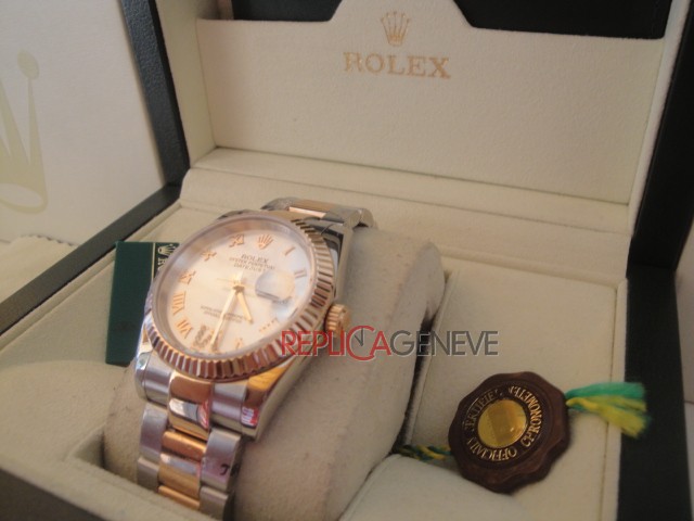 Rolex replica datejust acciaio oro argentèè roman oyster imitazione replica orologi - immagine 8