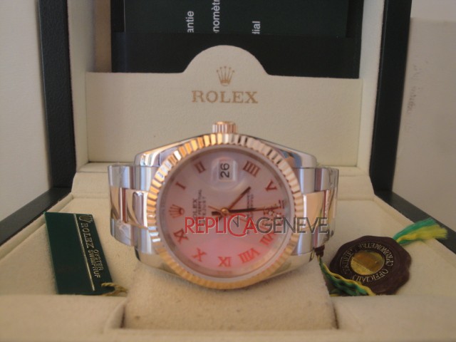 Rolex replica datejust acciaio oro argentèè roman oyster imitazione replica orologi - immagine 4