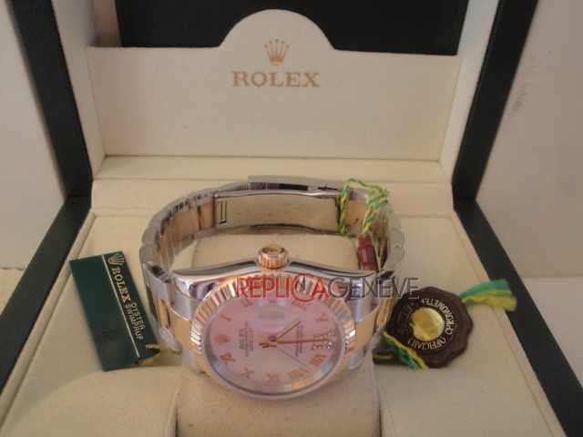 Rolex replica datejust acciaio oro argentèè roman oyster imitazione replica orologi - immagine 6