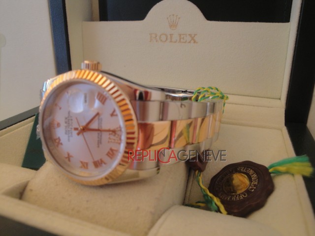 Rolex replica datejust acciaio oro argentèè roman oyster imitazione replica orologi - immagine 7