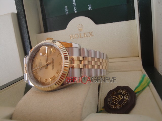 Rolex replica lady datejust acciaio oro gold roman jubilèè imitazione replica orologi - immagine 2