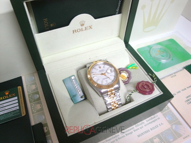Rolex replica datejust acciaio oro giallo white dial barrette imitazione copia - immagine 2