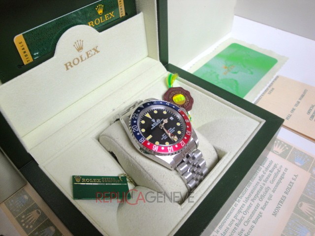 Rolex replica GMT master II vintage plexy 1675 rosso blu jubilèè orologio replica imitazione - immagine 4