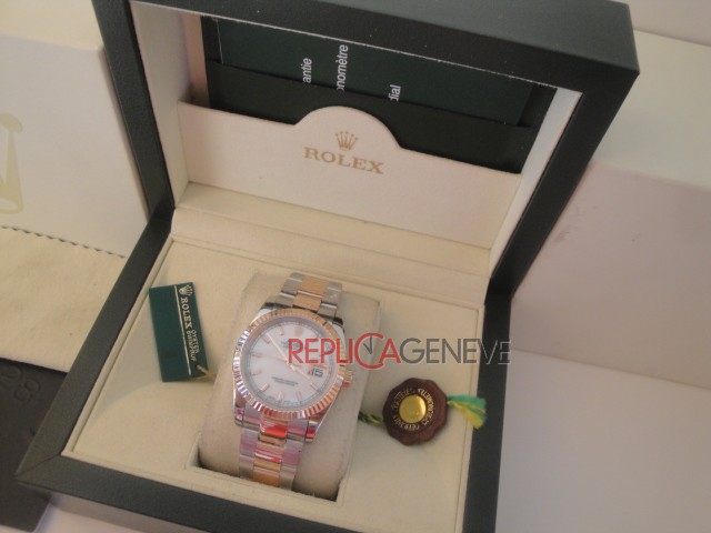 Rolex replica datejust acciaio oro madreperla barrette oyster imitazione replica orologi - immagine 3