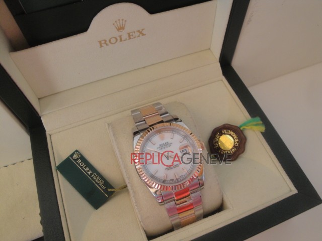 Rolex replica datejust acciaio oro madreperla barrette oyster imitazione replica orologi - immagine 2