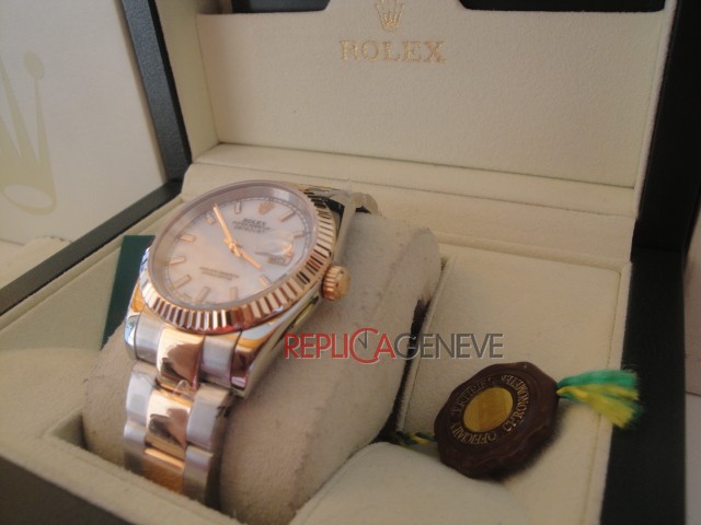 Rolex replica datejust acciaio oro madreperla barrette oyster imitazione replica orologi - immagine 5