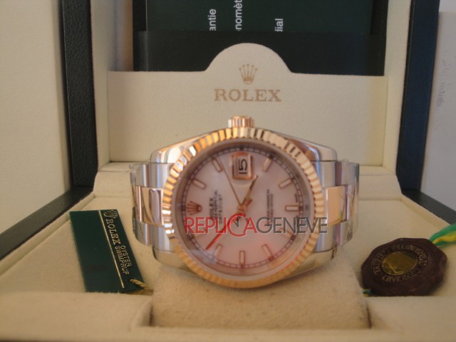 Rolex replica datejust acciaio oro madreperla barrette oyster imitazione replica orologi - immagine 4