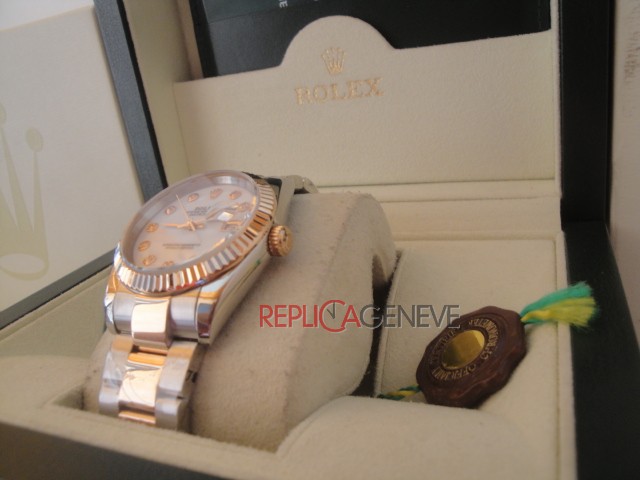 Rolex replica datejust acciaio oro madreperla brillantini oyster imitazione replica orologi - immagine 8