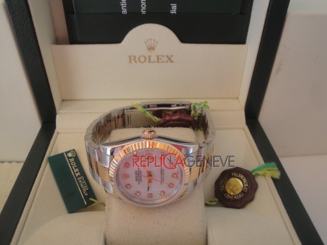 Rolex replica datejust acciaio oro madreperla brillantini oyster imitazione replica orologi - immagine 4