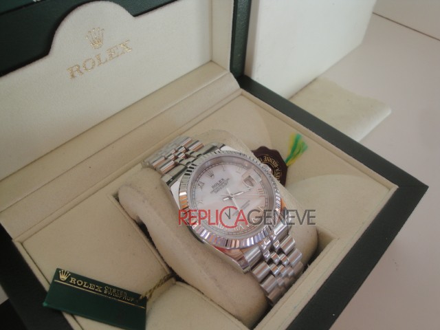 Rolex replica datejust acciaio madreperla roman jubilèè imitazione replica orologi - immagine 3