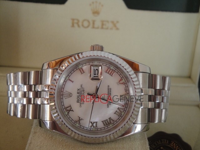 Rolex replica datejust acciaio madreperla roman jubilèè imitazione replica orologi - immagine 4