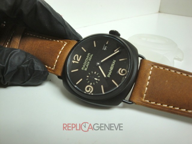 Officine Panerai replica radiomir black seal pro-hunter pvd leather orologio replica imitazione