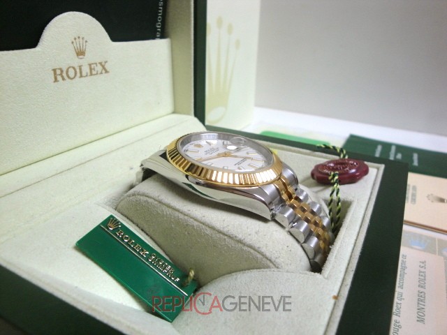 Rolex replica datejust acciaio oro giallo white dial barrette imitazione copia - immagine 5