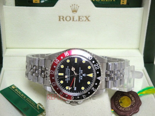 Rolex replica GMT master II vintage plexy 1675 rosso nero jubilèè orologio replica imitazione - immagine 5