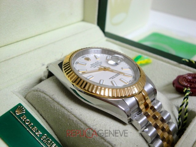 Rolex replica datejust acciaio oro giallo white dial barrette imitazione copia - immagine 6