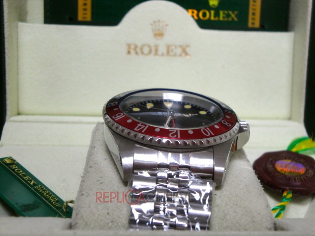 Rolex replica GMT master II vintage plexy 1675 rosso blu jubilèè orologio replica imitazione - immagine 5