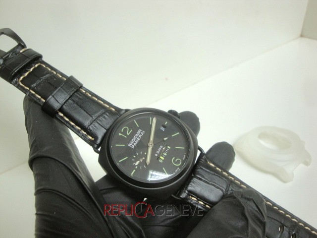 Officine Panerai replica radiomir titanium 8 days pvd strip leather orologio replica imitazione - immagine 2