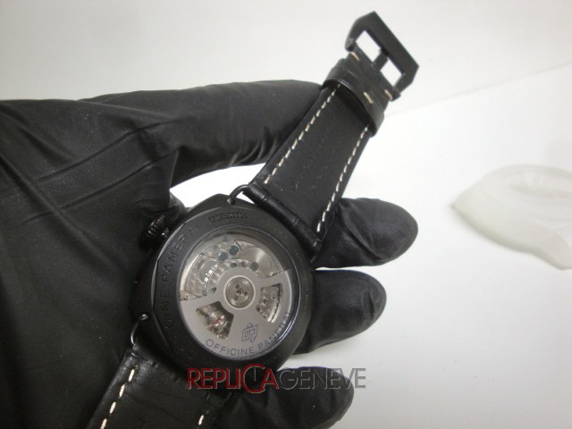 Officine Panerai replica radiomir titanium 8 days pvd strip leather orologio replica imitazione - immagine 4